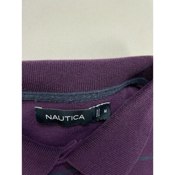 Nautica Polo Shirt Men Adult Medium Purple Colorblock Short Sleeve - Picture 6 of 7